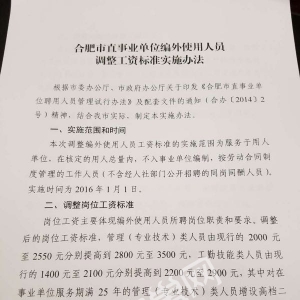 网友：巢湖市直机关聘用人员月工资仅1500元均低于邻县水平